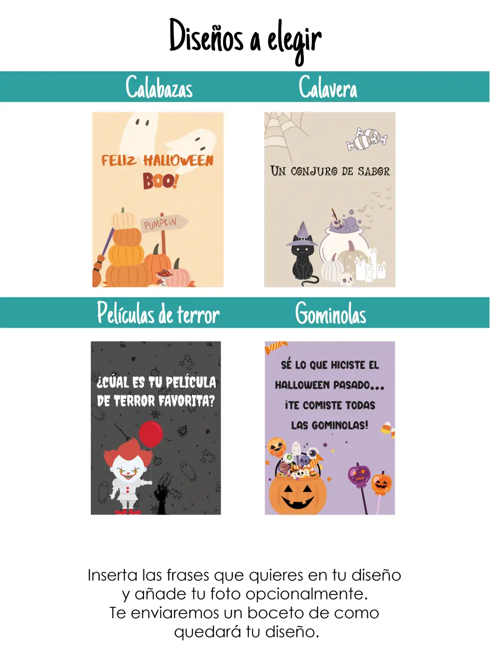 size chart diseños verticales halloween